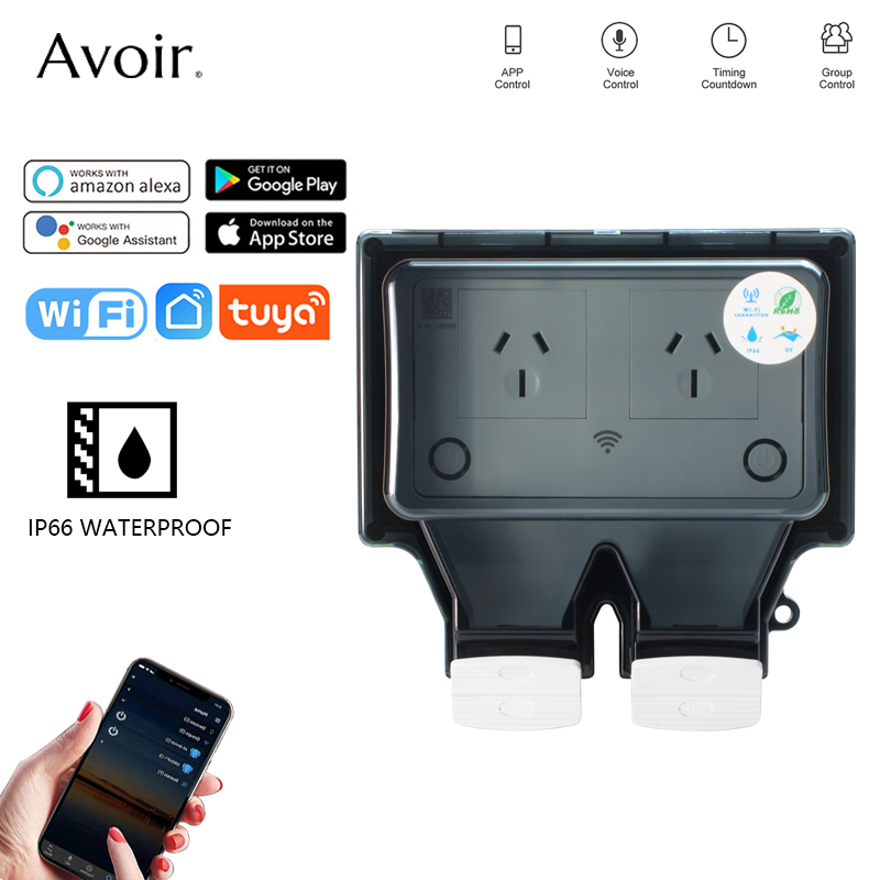 Outdoor Power Outlet With Remote Control - Смарт-розетки австралийские с таймером и двумя
