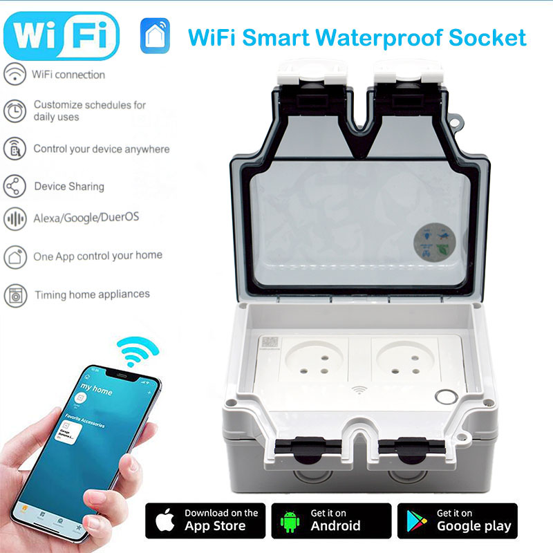 Outdoor Power Outlet With Remote Control - Умная розетка 16А, водонепроницаемая IP66, уличный