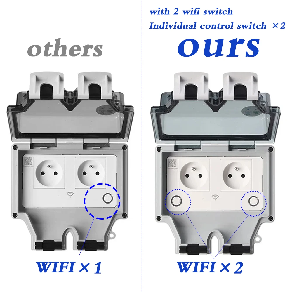 Outdoor Power Outlet With Remote Control - Смарт-розетка настенная электрическая, с таймером, 220